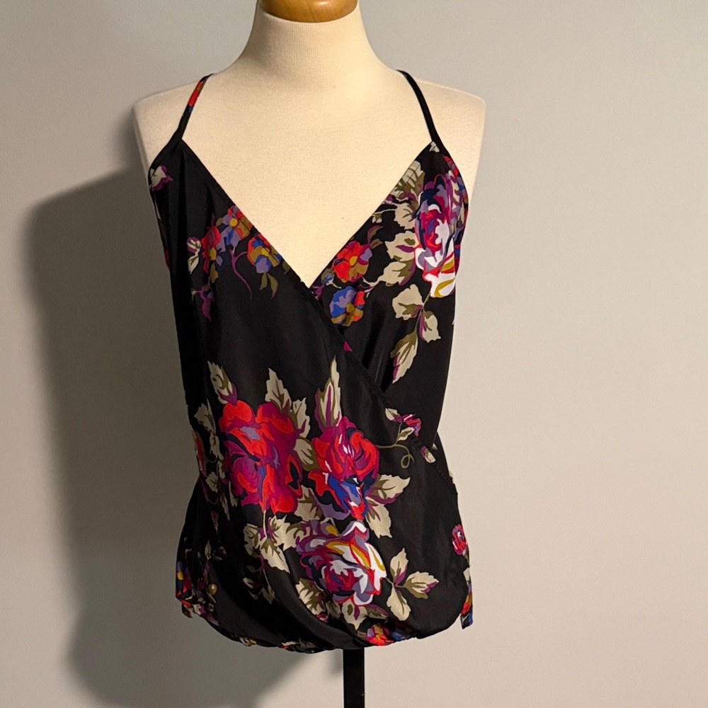 Floral Black Spaghetti Strap Top